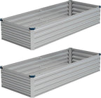 Vengarus 8x2x1FT (2 Pack) Galvanized Raised Garden Bed-Outdoor Planter Box for Vegetables,Metal Flower Boxes with Corner,Planter Raised Bed,(Silver)