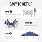 CROWN SHADES 12x12 Pop Up Gazebo with Mosquito Nettings, Patented Center Lock 6-Sided Portable Gazebo, 300D Silver-Coated Fabric UV Resistant, Pop Up Canopy Tent for Patio, Party, Blue&Light Grey