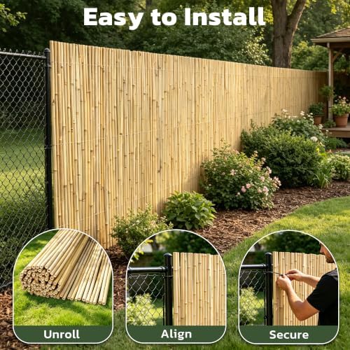 natural bamboo fence, 4 ft x 6 ft showing dimensions