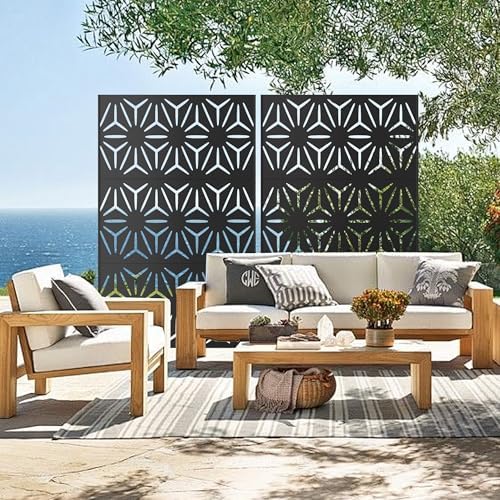 qinptwut 72" metal privacy screen, outdoor freestanding privacy, side view