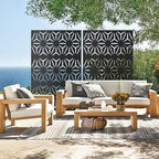 qinptwut 72" metal privacy screen, outdoor freestanding privacy, side view