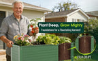 2-Pack Raised Garden Beds - Galvanized Steel Planter Boxes, 400 lb Capacity, 5 Drainage Holes & 2 Flow Channels, Elevated Garden Bed with Mesh Bottom for Outdoor Gardening