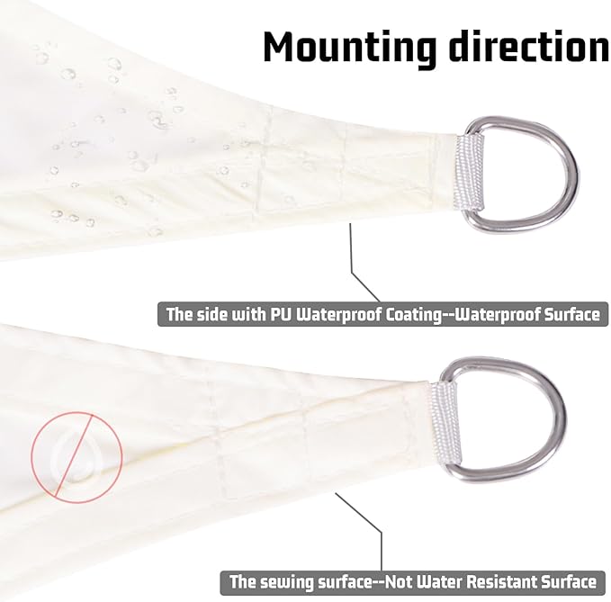 LOVE STORY Right Triangle 6'x7'x9.2' Waterproof Sun Shade Sail Canopy UV Block for Outdoor Patio Backyard Carport,Cream(We Make Custom Size)