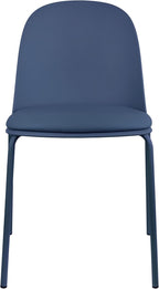 2xhome Parent Modern Stackable Armless Dining Chair | Plastic Shell Seat with Metal Legs | Indoor or Outdoor Use | Home Kitchen Patio (1, Blue, Padded Seat)