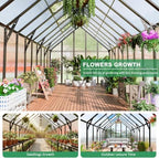 10x32 ft polycarbonate greenhouse large heavy duty aluminum, side view