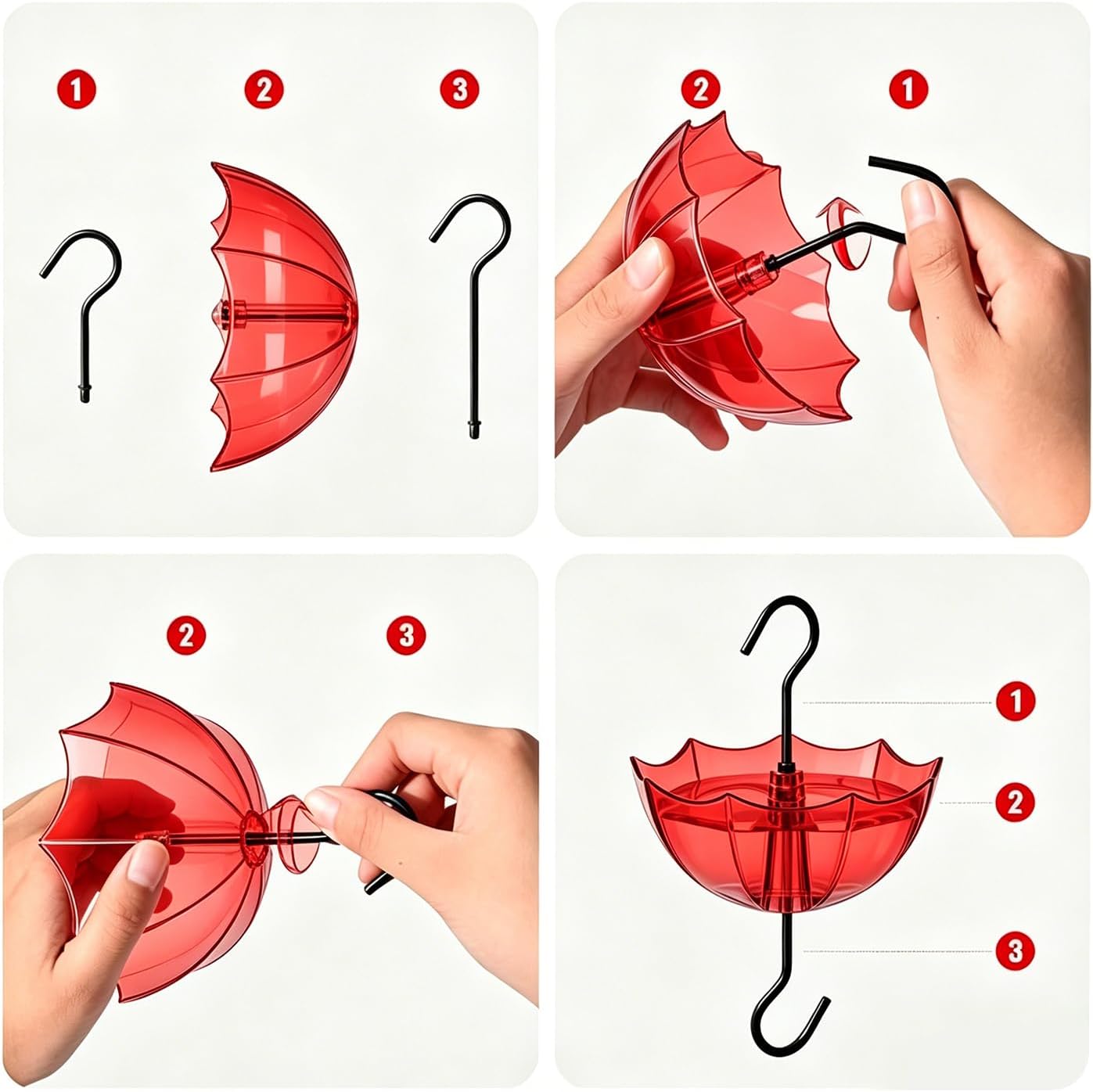 Ant Moat for Hummingbird and Oriole Feeder, (5 OZ, 4 Pack) | Large Capacity Umbrella Hummngbird Feeder Parts Hanging Ant Guard( 3.94 inch / 100 mm in diameter), Feeder Accessory Hooks