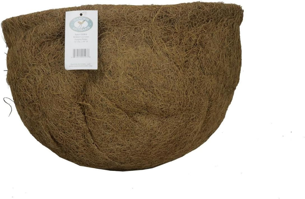 14 in x 9 in Round Flat Bottom Coco Liner For Hanging Basket Planter