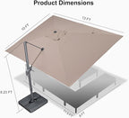 PURPLE LEAF Patio Umbrella 10' X 13' Rectangle Cantilever Umbrella Large Aluminum Outdoor Umbrellas with 360-degree Rotation & UPF40+ Premium Fabric for Deck Pool Garden Yard, Sand Dune