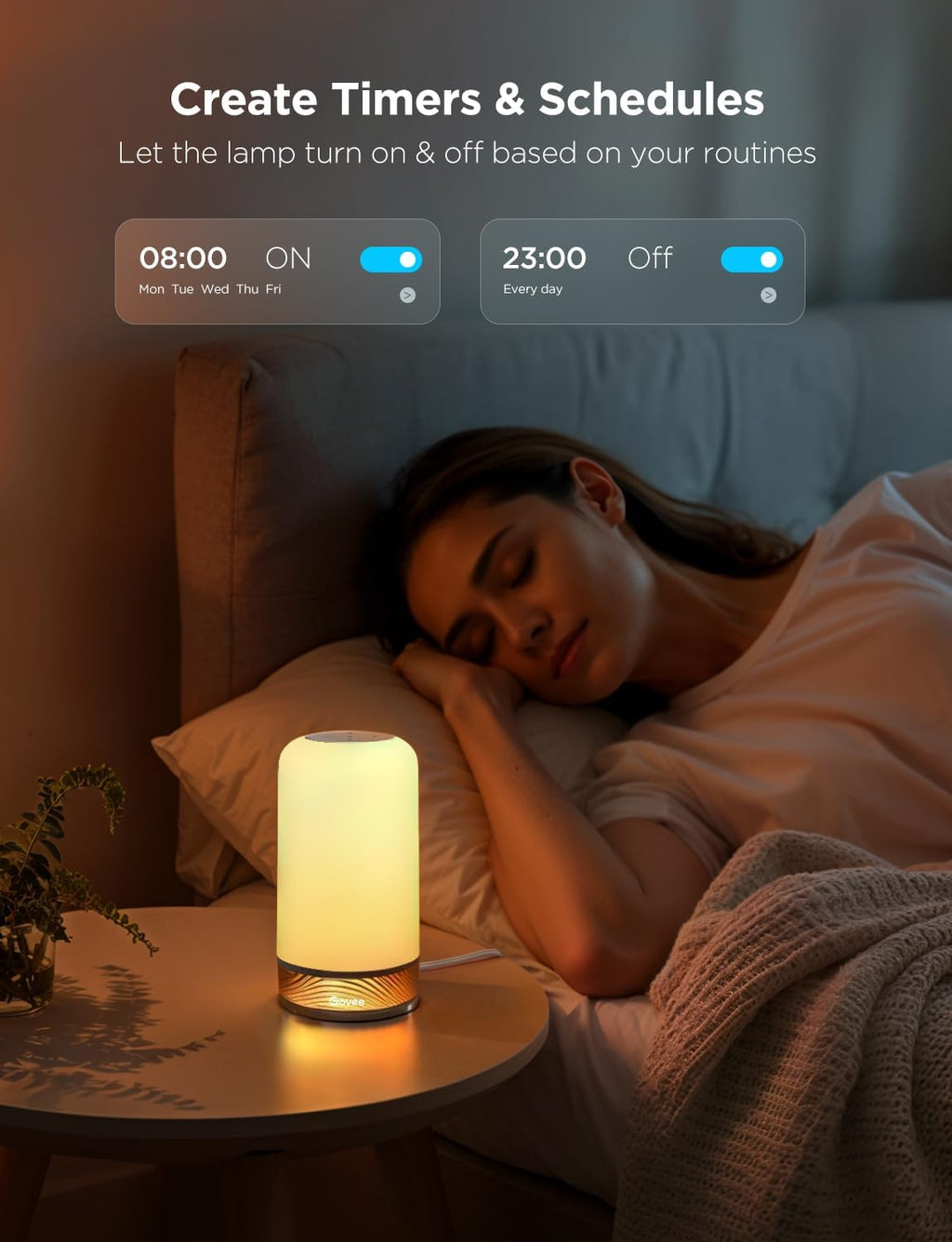 govee rgbic smart table lamp 2, touch bedside on a desk or shelf