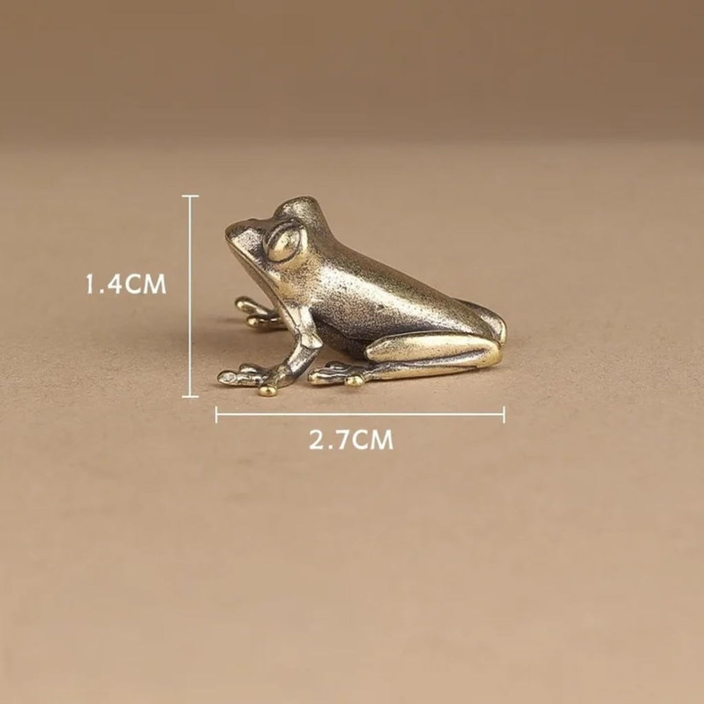 Retro Brass Mini Frog Miniatures Figurines Vintage Animal Figurine Toad Desktop Ornaments Home Decoration Crafts Tea Pet Decor