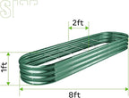 Land Guard 8×2×1ft Galvanized Raised Garden Bed Kit, 108 Gallon Capacity Raised Garden Boxes Outdoor, Oval Metal Raised Garden Beds for Vegetables, Forest Green (with 10 Connecting rods)