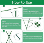 Garden Stakes 17Inch 40Pack, DIY Tall Plant Support Stakes of 4Ft,5Ft,6Ft,7Ft, HAINANSTRY Fiberglass Plant Stake for Indoor & Outdoor Plants, Tomato Vegetable Stakes for Garden