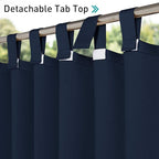 NICETOWN 2 Panels Patio Door Navy Blue Curtainss Waterproof 95" Length, 84" Wide, Thermal Insulated Self-Sticky Detachable Top Blackout Sunlight Reducing Outdoor Indoor Window Drapes for Porch