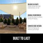 GORILLA GRIP Heavy Duty Sun Shade, UV Protection Fade Tear and Rust Resistant Triangle Sunshade Canopy, Curved Edges Blocks Sunlight, Breathable Sail, Outdoor Patio, Lawn Garden Butter Cream