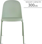2xhome Modern Stackable Armless Dining Chair | Plastic Shell Seat with Metal Legs | Indoor or Outdoor Use | Home Kitchen Patio (4, Green, No Padding)