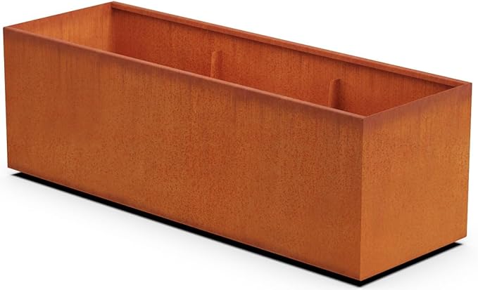 PLANTERCRAFT Corten Steel Planter Rectangle Outdoor Metal Garden Box Heavy Duty | Made in USA | Fully Assembled