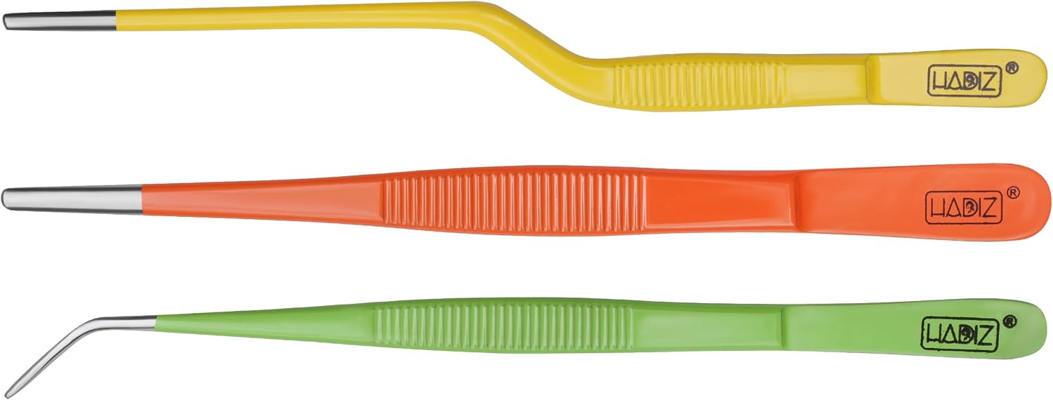 HADIZ Garden Tweezers set of 3,15cm Size Stainless Steel for Succulents & Cactus Plant Care and Maintenance Multi Purpose Tools