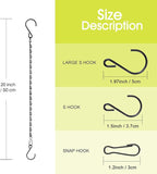 RIFNY 20 Inch Chain for Hanging Plants, Black Small Plant Chains for Hanging Baskets Kits with Hooks for Bird Feeders Planters Billboards Lanterns Wind Chimes Ornaments Outdoor Indoor Use (5 PCS)