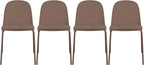 2xhome Parent Modern Stackable Armless Dining Chair | Plastic Shell Seat with Metal Legs | Indoor or Outdoor Use | Home Kitchen Patio (4, Brown, Padded Seat)