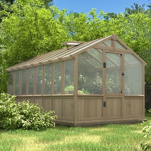 bluewish 8x16ft wood greenhouse, greenhouses with cedar frame, package contents