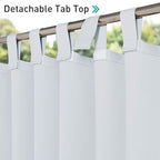 NICETOWN 2 Panels Outdoor Curtainss for Patio Waterproof 84 inch Long, Detachable Tab Top Room Darkening Outdoor Indoor Slider Blinds Window Treatment for Shower/Balcony, Greyish White, 84" Wide