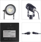 APONUO Metal Solar Spot Lights Outdoor with 9.8ft Cable Solar Powered Landscape Lighting Low Voltage IP65 Waterproof Auto On/Off for Outside Garden Yard Landscape Pathway Garage-Warm White(2-in-1)