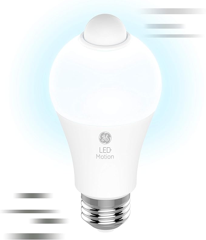 GE LED+ Motion Sensor LED Light Bulbs, 12W, Outdoor Security Lights, Daylight, A21 2 Count (Pack of 4)