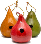 Natural Gourd Birdhouses Set of 3 – Hanging Bird Houses for Wrens & Small Birds, 1.5 Inch Entrance, Outdoor Nesting Gourds, Weather-Sealed