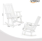 VINGLI Outdoor Rocking Chair Set of 2, Heavy Duty 600 LBS Wooden Rocking Chair with Comfortable Backrest, Weatherproof Rocker with Ergonomic Design, Suit for Patio, Garden, Yard, White