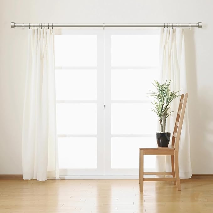 Time Forest Curtain Rods for Windows 28 to 48, 1 Inch Adjustable Heavy Duty Curtain Rod with Simple End Caps, Outdoor Window Drapery Rods for Patio, Size 32"-60", Brushed Nickel