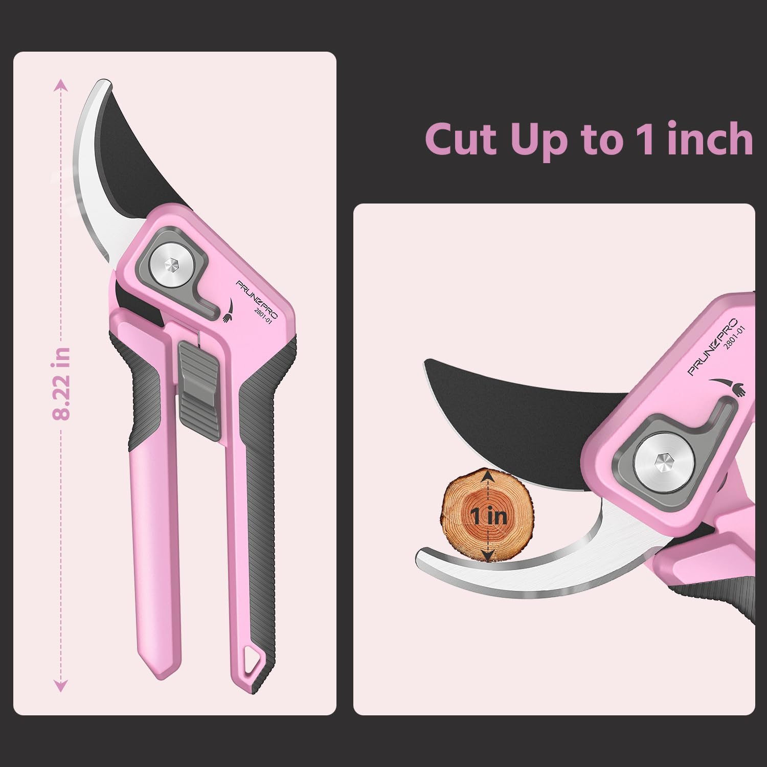 PrunePro 8.2" Pruning Shears for Women Lightweight Ultra Sharp Scissors | German Stainless Steel Blade Adjustable Handle Width Ergonomic Handle Small Hands Arthritis Friendly Garden Tools Gift