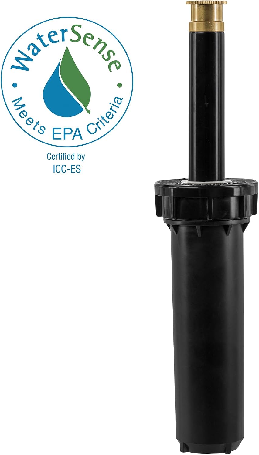 Orbit 80312 4-inch Professional Pressure-Regulating Pop-Up Spray Head Sprinkler with 15-Foot Brass Nozzle, Full Spray