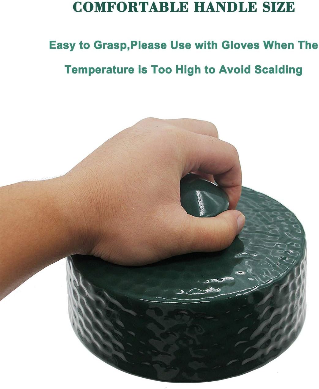Ceramic Grill Top Compatible with Medium Large and XLarge Big Green Egg,Dual Function Ceramic Grill Top Cap,Kamado Accessories Charcoal Grill Top Parts Replacement for Easy Grasp and Anti-Hot