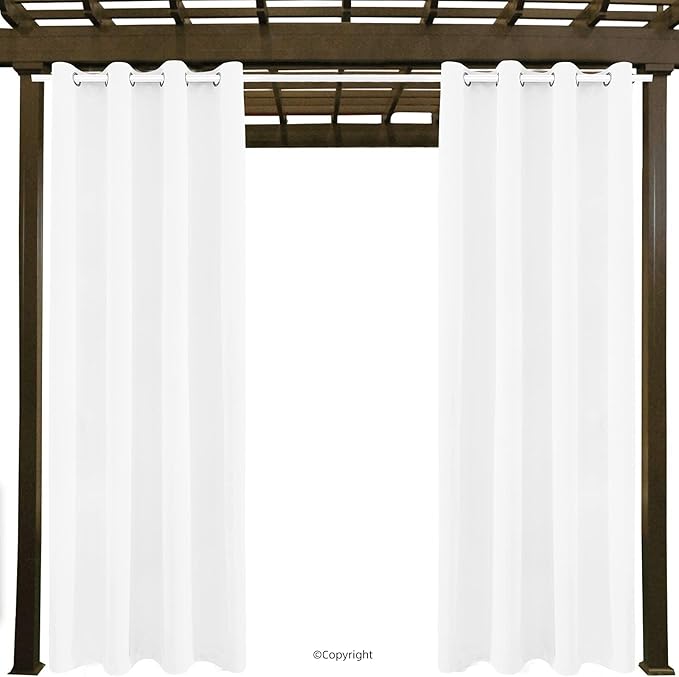 Outdoor Indoor Curtains W52 x L108 for Patio - Weather-resistant Window Panels Privacy Protect Grommet Top Thermal Insulated Home Curtain for Porch Pergola Lawn Garden Hot Tub Area (2 Panels)