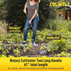 colwelt cultivators for gardening 61’’, rotary cultivator tool, front angle view