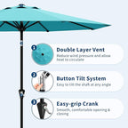 Garvee 10FT Patio Umbrella - Outdoor Table Umbrella with Smooth Crank Lift, Push Button Tilt and 8 Sturdy Ribs - Market Umbrella UV Protection Waterproof for Pool, Deck, Yard, Garden (Sky Blue)