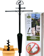 Squirrel Stopper Deluxe Squirrel Proof Bird Feeder Pole with Patented Spring Baffle, Heavy Duty Galvanized Steel Pole System with Auger, Raccoon Proof, Holds Up to 8 Feeders and Accessories - Black