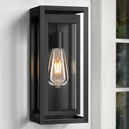 15" Outdoor Wall Lights, Black Exterior Lighting Fixtures, 2 Pack | Large Size, Anti-Rust, Waterproof, Tempered Glass, Easy Installation, Modern & Classic Outdoor Sconces for House Porch Garage