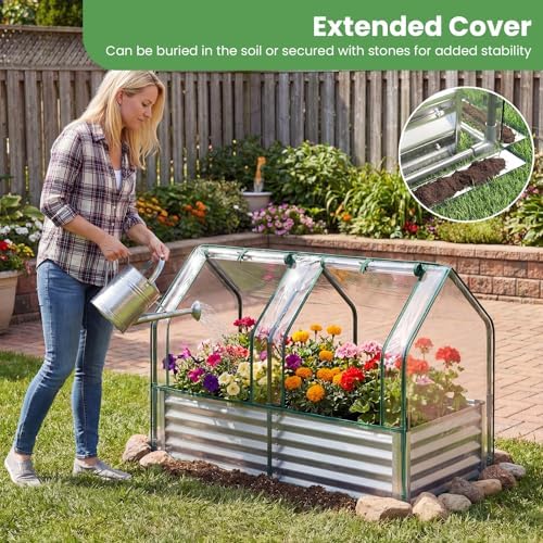 giantex 4x2x3 ft galvanized raised garden bed with, side view
