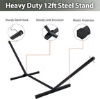 Two Person Hammock with Stand for Outside Heavy Duty, Outdoor Patio Hammock with Portable Steel Stand, Large Double Hammocks,480lbs Capacity.(Middle Blue Stripes)