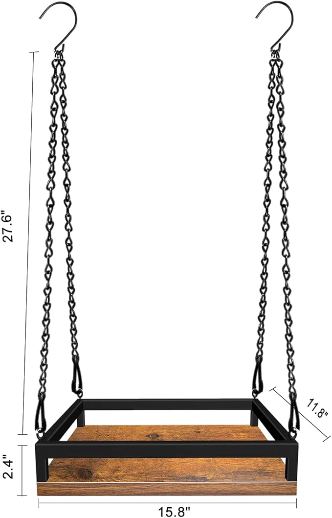 Plant Hanger Indoor, 2 Pack 16" Wooden Hanging Plant Holder with Metal Frame Large Hanging Planter for Indoor Plants Load 50LB Hanging Plant Shelf with 27.6" Long Chain, Ideal for Heavier Pots