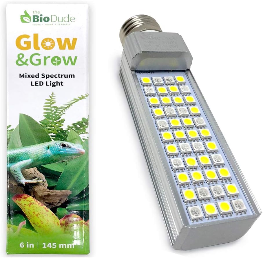 The Bio Dude 6" Glow & Grow Best Plant Growth Reptile & Amphibian LED Bulb for terrariums