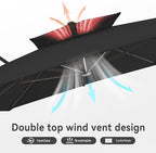 10 X 13 FT Cantilever Outdoor Patio Umbrella with Base Included Large Heavy Duty 360° Rotation Double Top Offset Rectangular Umbrellas with Led Lights for Backyard Outside Deck, Black