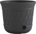 Suncast 12 Pack 14" x 12" Round Resin Decorative Weatherproof Outdoor Hideaway Standard Garden Hose Storage Pot with Drainage Holes, Gray