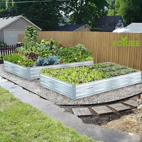 galvanized raised garden bed 8x4x1ft, front angle view