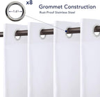 PureFit Outdoor Curtains for Patio Waterproof Weatherproof, UV Resistant Outside Curtains for Gazebo, Front Porch, Pergola, Sun Blocking Privacy Curtain, 52W x 108L inch, Set of 2, White