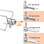 Skyflame Universal 304 Stainless Steel Rotisserie Meat Forks | Fits 1/2-Inch and 3/8-Inch Hexagon Spit Rods, Fits 3/8-Inch and 5/16-Inch Square Spit Rods, Fits 1/2-Inch Round Spit Rods