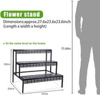 3 Tiers Metal Plant Stand,Rectangular Ladder Flower Pots Outdoor, Indoor Plant Display Rack, Heavy Duty Utility Storage Organizer for Home Garden Patio Balcony, Stair Style
