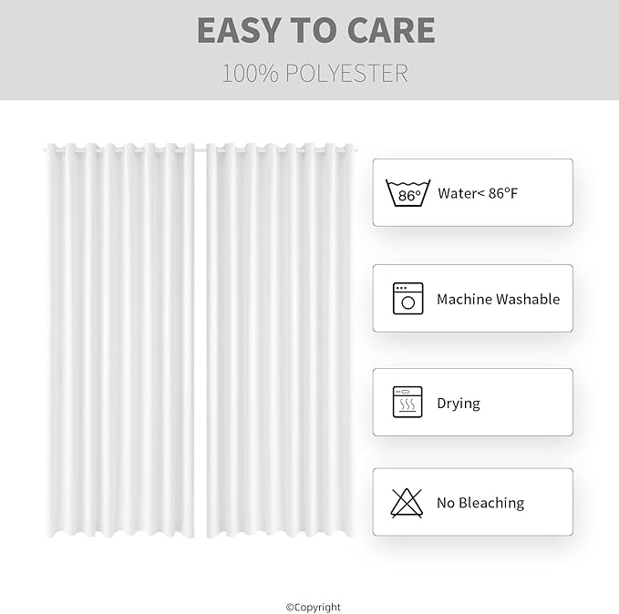 Waterproof Outdoor Curtain W105 x L108 - Grommet Top Sunlight Blocking Window Treatment Drapes Blackout Curtains for Home Bedroom Living Room Outdoor Patio Porch Pergola Cabana Gazebo (2 Panels)
