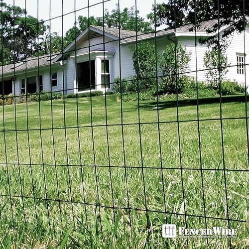 Fencer Wire Vinyl Coated 16 Gauge Welded Fence Wire Roll, Mesh Size 2-Inch x 3-Inch, Black Metal Garden Fencing Wire Grid Hardware Cloth, Multiple Use for Home Improvement
